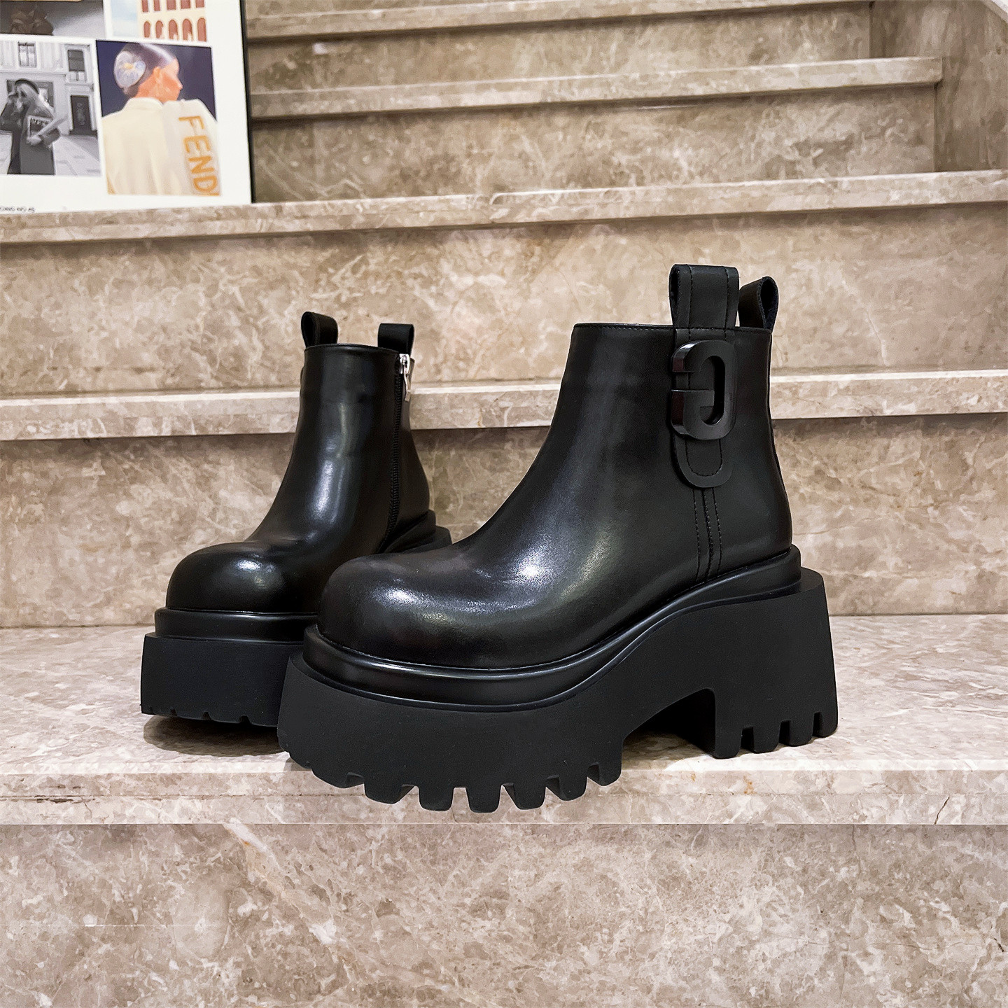 小个子8cm加绒时装烟筒靴女鞋