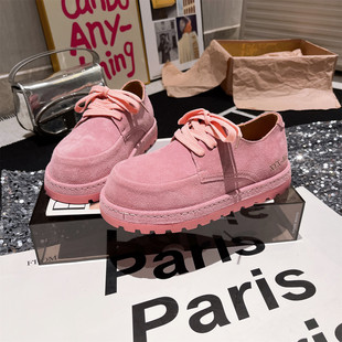 平底女鞋 真皮版 勃肯鞋 复古板鞋 顺利美大头系带糖果色系带休闲鞋