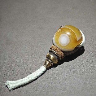 18.5MM天然黄色玛瑙眼日月同辉佛头大三通文玩配饰佛珠手串配件