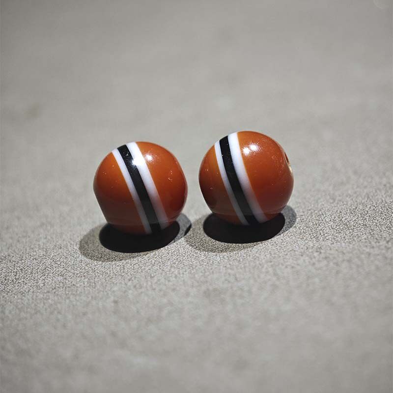 7.7天然橘皮色一线药师玛瑙腰珠一对文玩配饰佛珠手串配件小元素