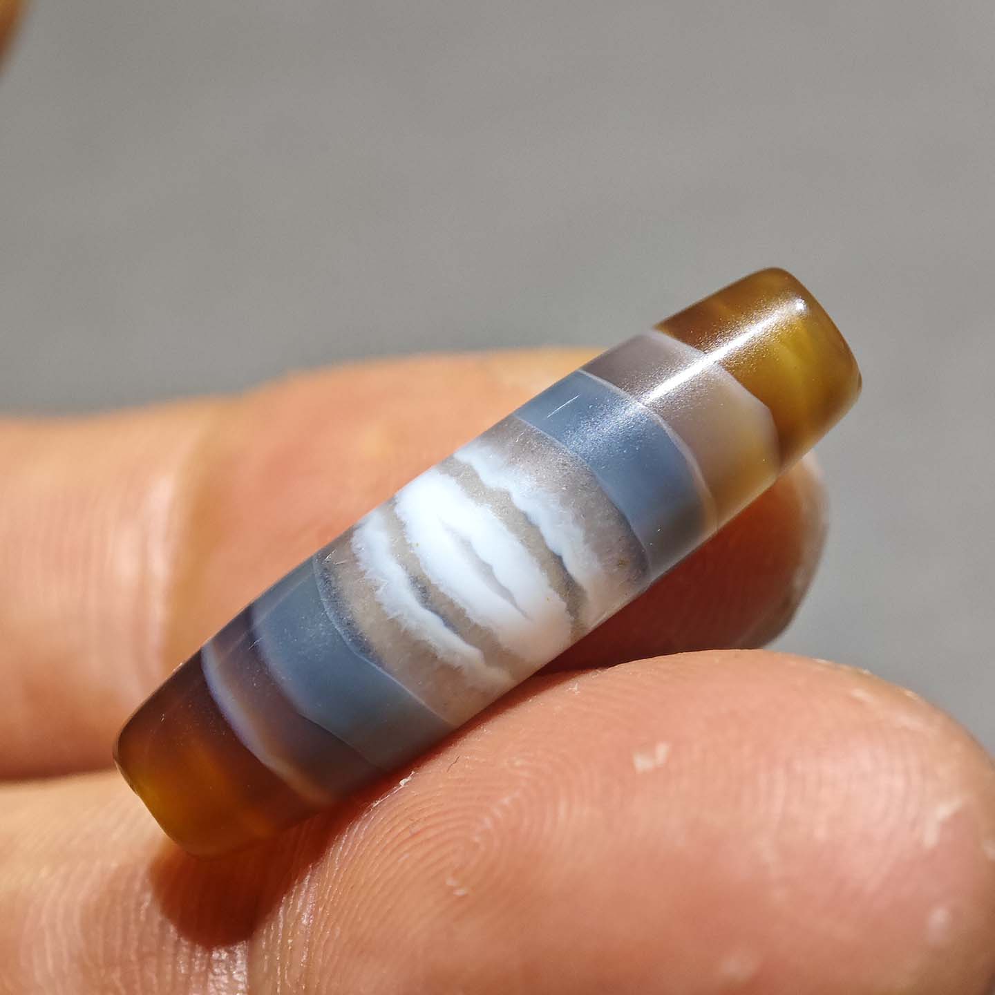8MM天然蓝沁缠丝玛瑙眼小桶珠勒子文玩配饰佛珠手串配件diy小元素