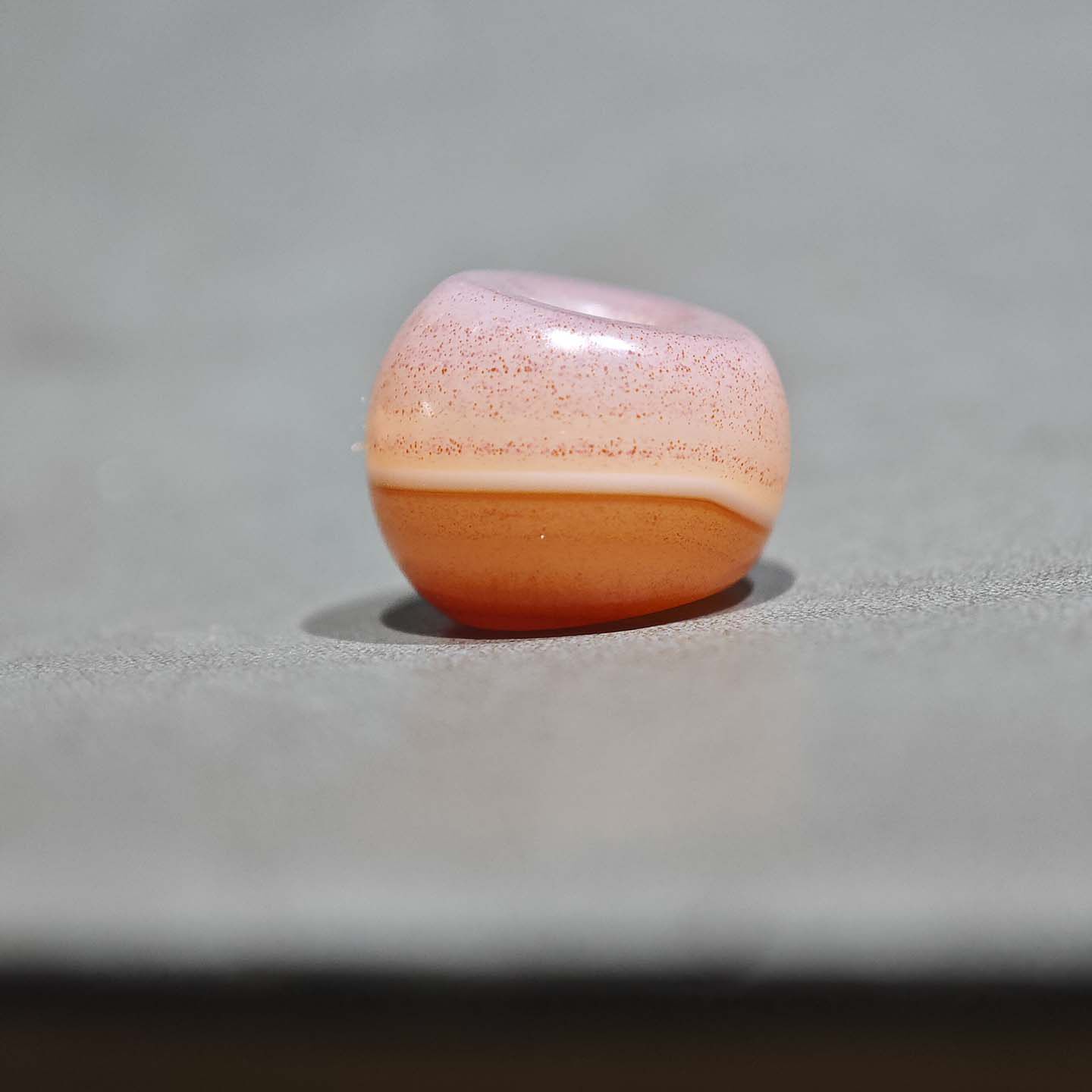 12MM天然粉糯满朱砂一线药师玛瑙斜切猪大肠马蹄珠子佛珠手串配珠