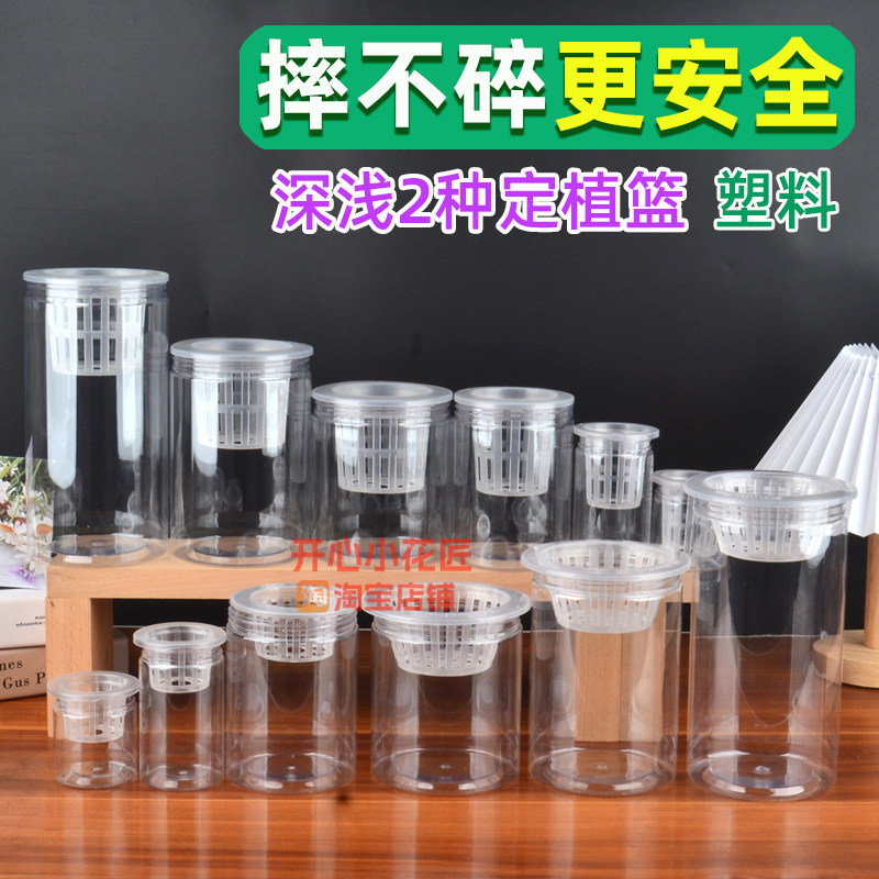 水培透明花盆可种植蔬菜豆子花卉多肉绿植观察容器器皿瓶带定植篮