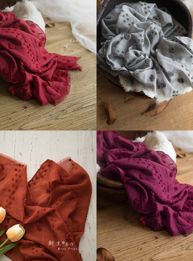 松软棉麻毛边男女围巾宽大纯色婴儿静物拍照装饰布手工布料清仓