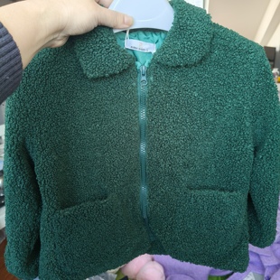 芭*儿童秋冬羊羔毛翻领外套男女童毛毛可爱上衣宝宝颗粒绒外套