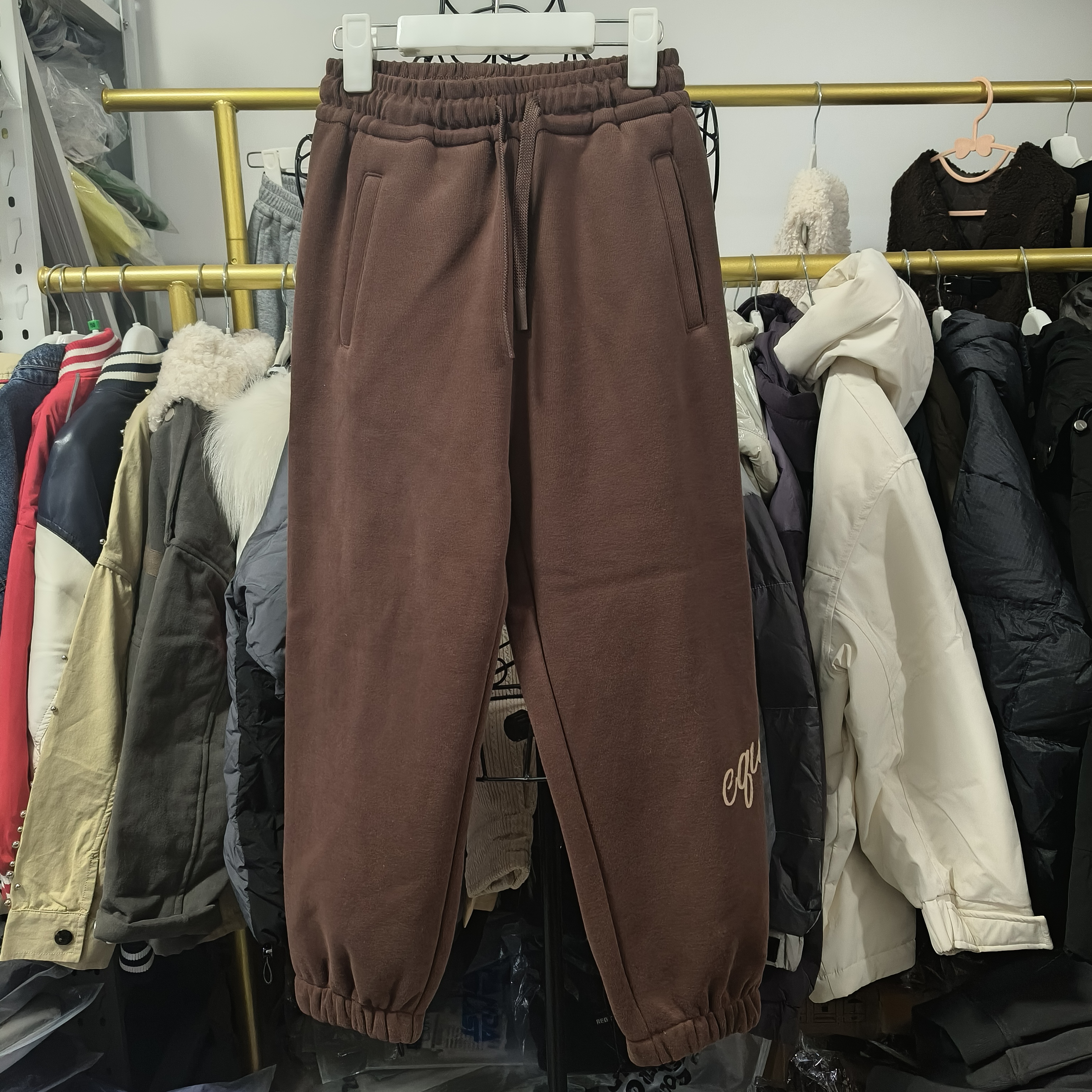 kk儿童冬季加绒卫裤男女童保暖运动裤青少年休闲裤束脚裤针织长裤