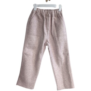 糖*古儿童秋冬时尚粉色毛呢裤子女童松紧腰直筒裤洋气雪花呢长裤