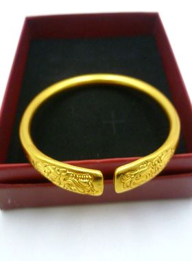 仿真越南沙金古法传承龙凤手镯假黄金哑光开口202616