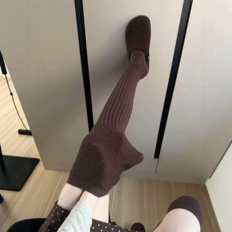 竖纹过膝袜加绒保暖显瘦长筒堆堆袜咖色绒防滑长筒堆堆过膝袜,女士内衣/男士内衣/家居服,连裤袜/打底袜,淘宝优惠券,粉丝福利购,淘宝优惠卷