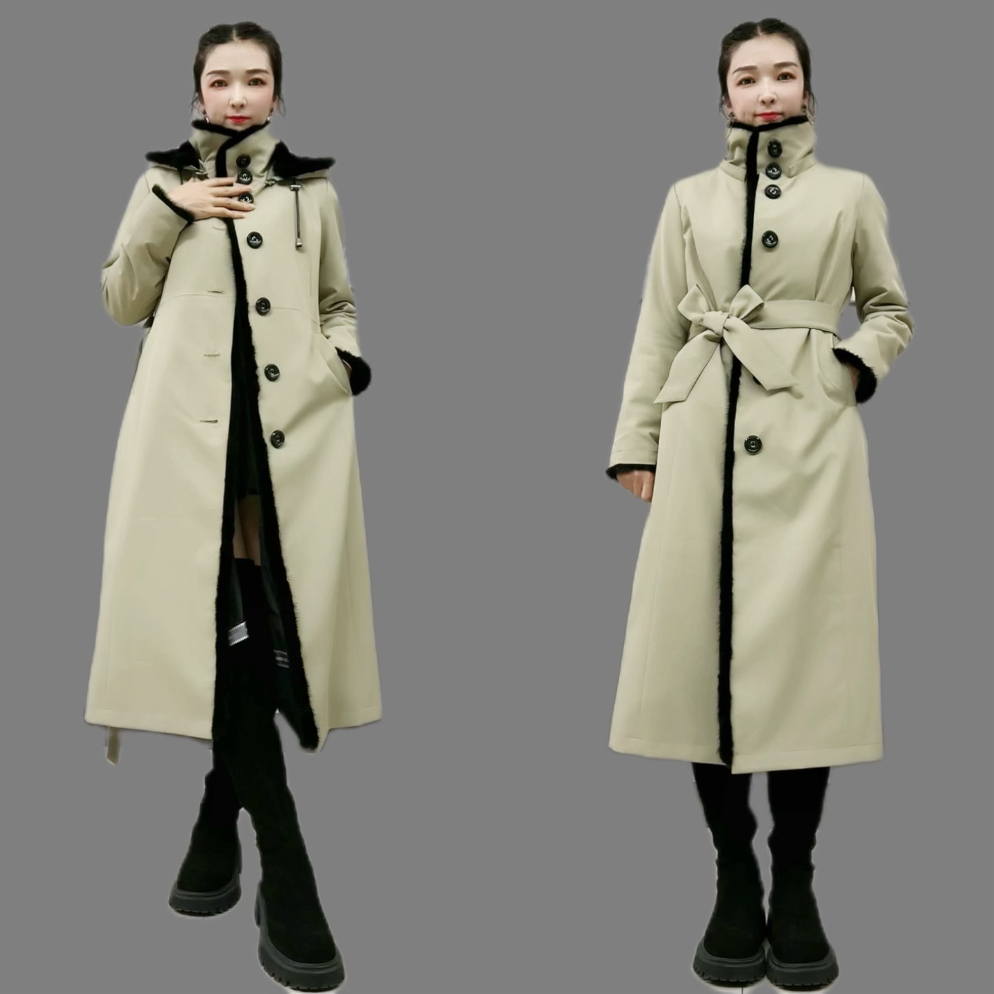 【奢香夫人】新款气质派克服大衣皮草