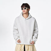 PLAY BOBONUS美式 小众潮牌重磅纯色宽松情侣加绒连帽卫衣男女秋冬