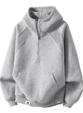 PLAY BOBONUS小众美式半拉链重磅纯色宽松潮牌卫衣情侣男女秋冬