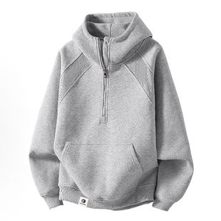 PLAY 半拉链重磅纯色宽松潮牌卫衣情侣男女秋冬 BOBONUS小众美式