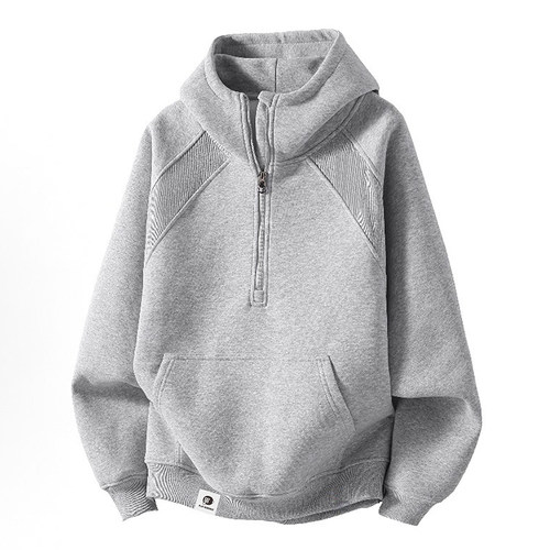 PLAY BOBONUS小众美式半拉链重磅纯色宽松潮牌卫衣情侣男女秋冬