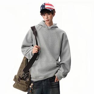 FIDO 简约拼接重磅纯色宽松潮牌连帽卫衣情侣男秋冬 DIDO小众美式