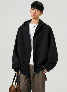 FIDO DIDO开衫外套小众美式重磅宽松潮高街连帽拉链卫衣男女秋冬