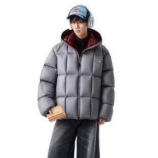 dnnnnx美式90鸭绒小众潮牌加厚保暖宽松刺绣连帽羽绒服外套男秋冬