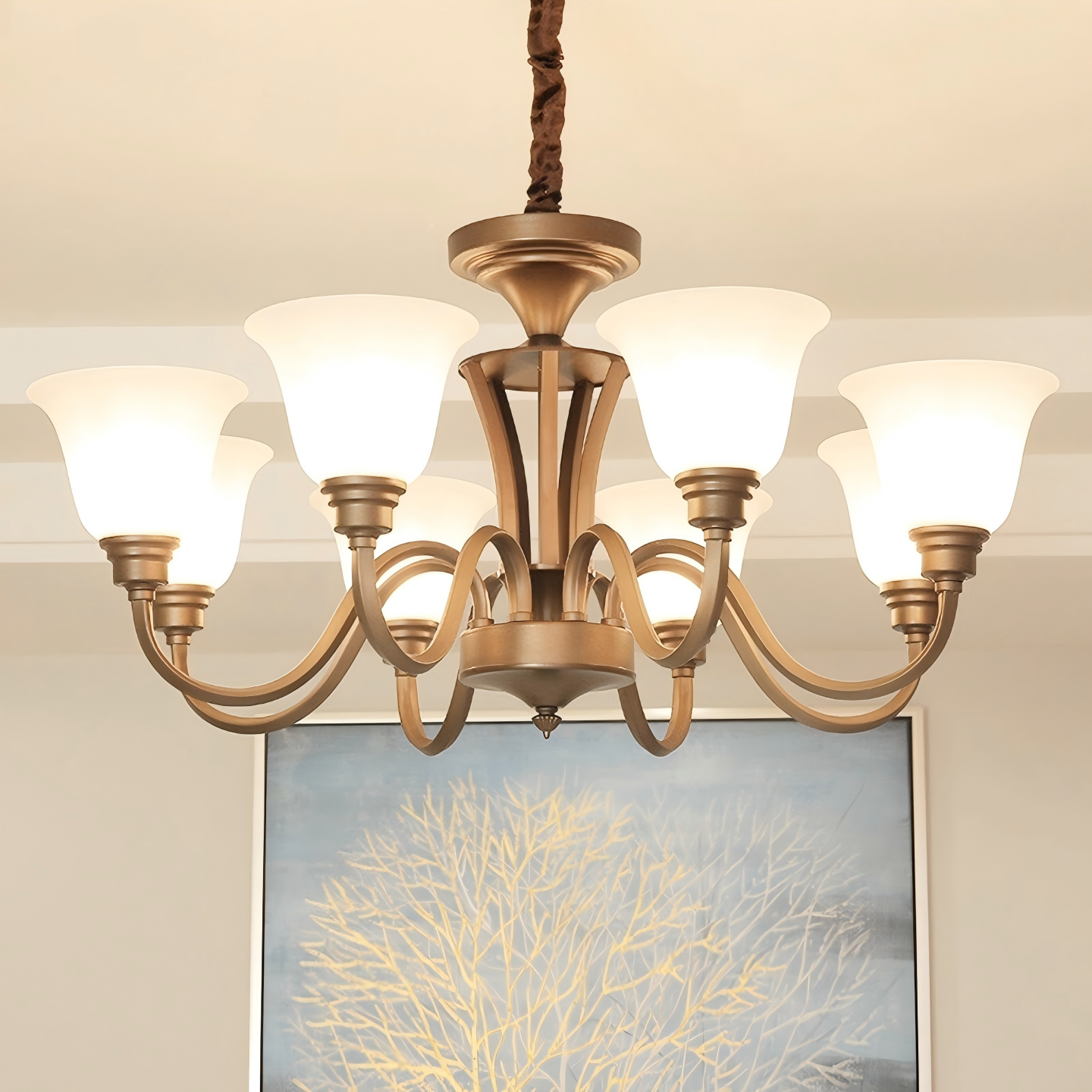 美式客厅吊灯铁艺简约乡村客厅灯餐厅灯复古田园大厅主灯欧式卧室