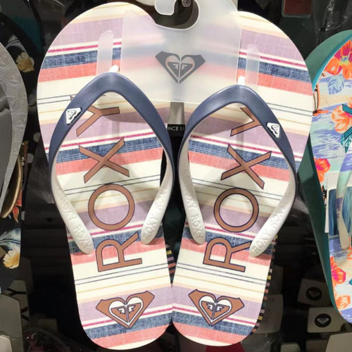 现货ROXY条纹简约人字拖