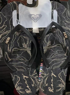 现货ROXY2025夏季新款黑色带子凉拖鞋女简约时尚百搭印花人字拖