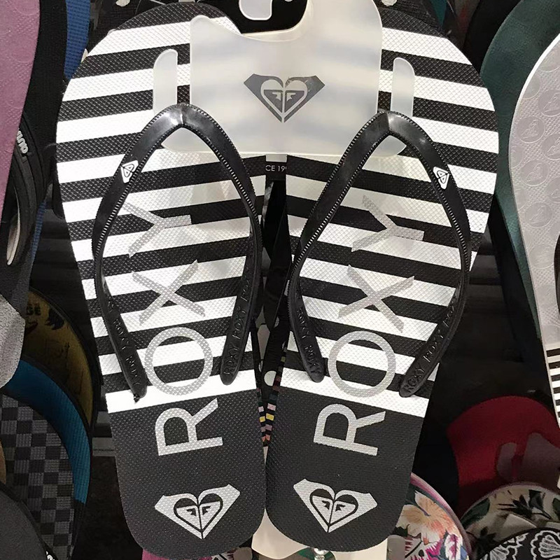 现货ROXY2026夏季新款条纹凉拖鞋女士简约时尚防滑百搭人字拖