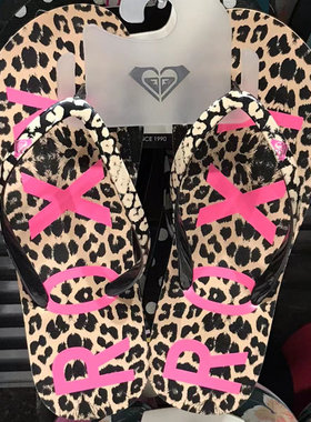 ROXY2026夏季女士时尚豹纹泡沫底人字拖休闲平跟防滑儿童人字拖