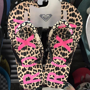 ROXY2026夏季女士时尚豹纹泡沫底人字拖休闲平跟防滑儿童人字拖