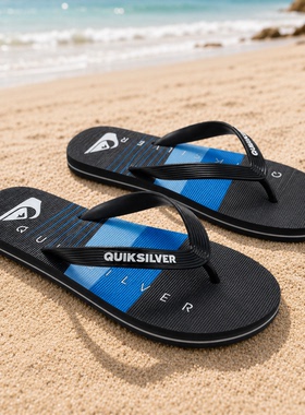 Quiksilver2026新款现货夏季男士橡胶时尚人字拖冲浪休闲外穿凉拖