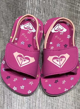 现货包邮ROXY2025年限量款夏季女童凉拖休闲百搭魔术贴软底一字拖