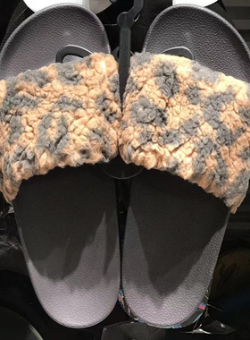 OFFLINE 2025年冬季新款女士平跟毛毛日常凉拖耐磨休闲时尚一字拖