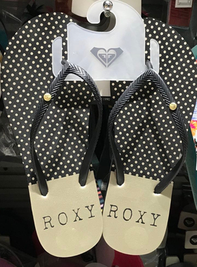 现货ROXY2025夏季新款黑色鞋带波点底凉拖鞋女简约时尚百搭人字拖