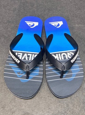 2025夏季新款男士亲子人字拖速干防滑沙滩拖鞋黑蓝拼接白色条纹