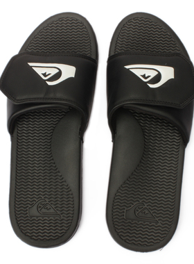 现货包邮Quiksilver2025新款夏季凉拖鞋男士魔术贴黑色一字拖软底