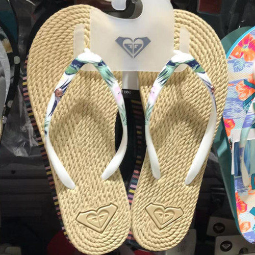 现货ROXY植物花卉凉拖鞋百搭