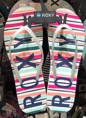 ROXY专柜2025年白色彩色条纹泡沫轻奢冲浪潮牌超轻时尚人字拖现货