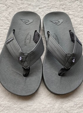 街头潮流Quiksilver 男士简约人字拖黑色夹脚休闲沙滩拖鞋