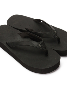 现货ROXY2025新款夏季纯色黑色高跟时尚人字拖坡跟厚底