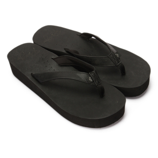 现货ROXY2026新款夏季纯色黑色高跟时尚人字拖坡跟厚底