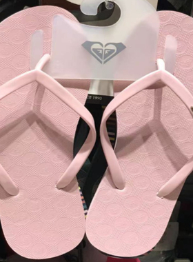 现货ROXY新款2025夏季简约女士纯粉细鞋带橡胶平底户外沙滩人字拖