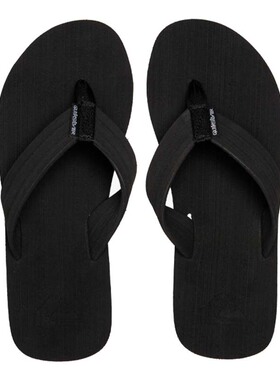 经典黑色Quiksilver户外男士人字拖简约设计舒适夹脚沙滩拖鞋
