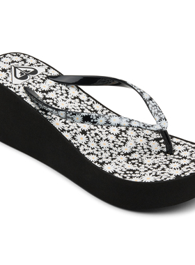 2025年ROXY新款小雏菊夏季防滑高跟凉拖鞋时尚百搭甜美仙女风坡跟