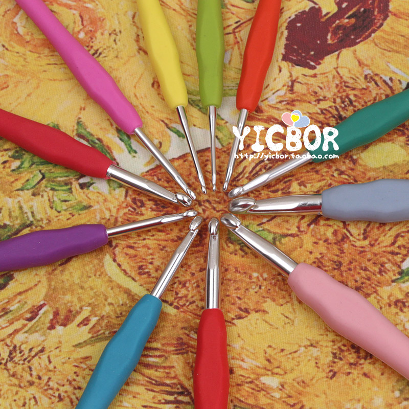 糖果色钩针磨砂手柄钩针