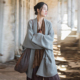 流浪风外搭双层棉肌理宽大文艺禅修外套 中长款 防晒开衫 女2026新款