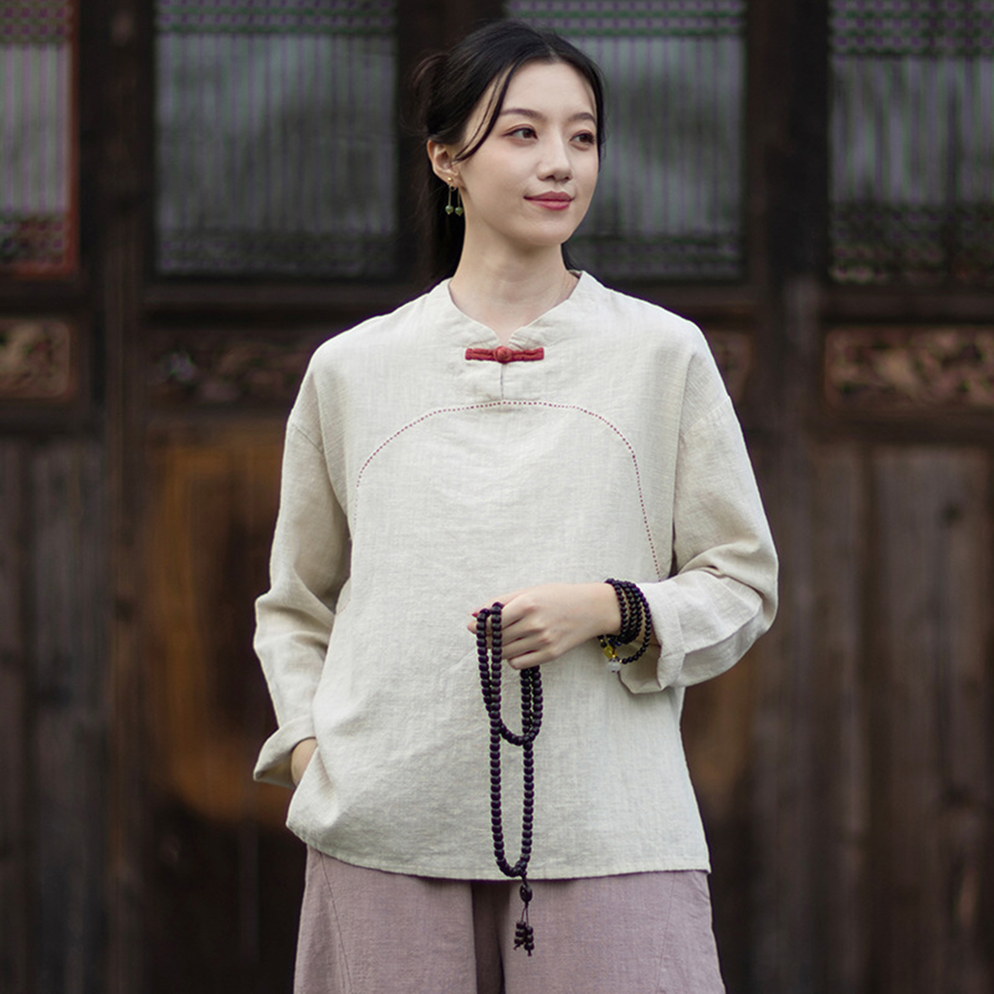 新中式棉麻上衣国风复古禅意茶服