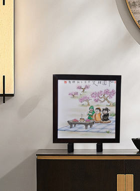 瓷板手绘三国人物玄关装饰挂画客厅走廊餐厅壁画仰中美术馆陈坚