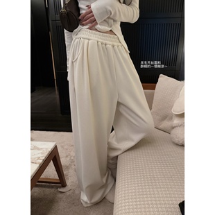 '闲逛遛弯裤'羊毛莱赛尔超酥糊松弛调调一体绒宽松慵懒阔腿裤长裤