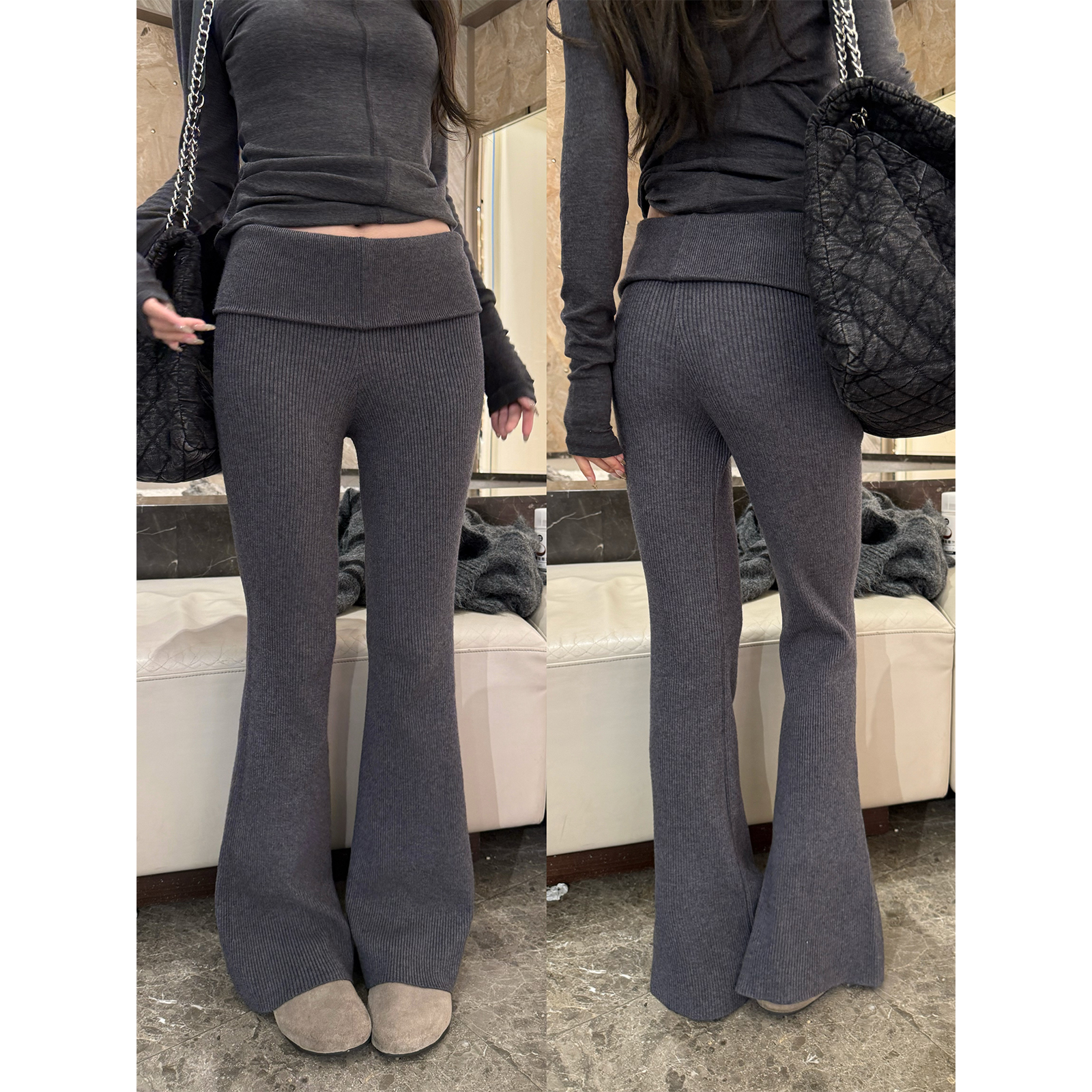 superniniyy 筷子腿&版型超绝喇叭裤显腿长显比例高腰针织长裤女