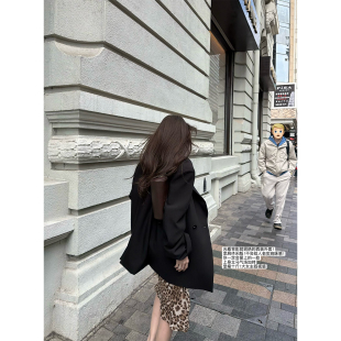 时髦感青果领斜扣显瘦宽肩宽松西装 高品质改良版 外套 高智大女主