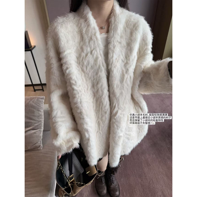 superniniyy 高品顶仿小胡羊皮毛极简一体龟背感显瘦轻盈毛毛外套