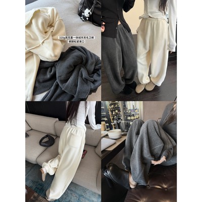 '锁温保命裤'320g一体绒摇粒绒加厚弹力腰束口宽松卫裤女冬季新品